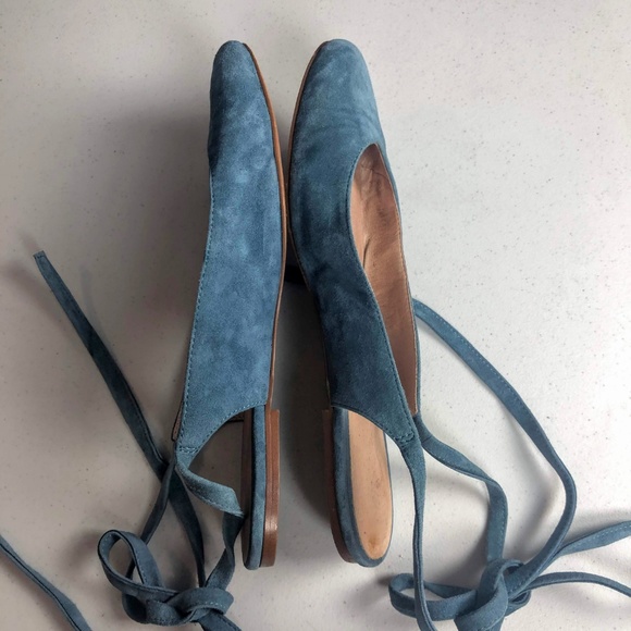 Madewell The April Blue Suede Lace-Up Ballet Flats - Picture 5 of 8